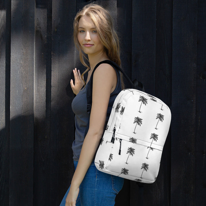 Coco Palm Print Backpack - White-7
