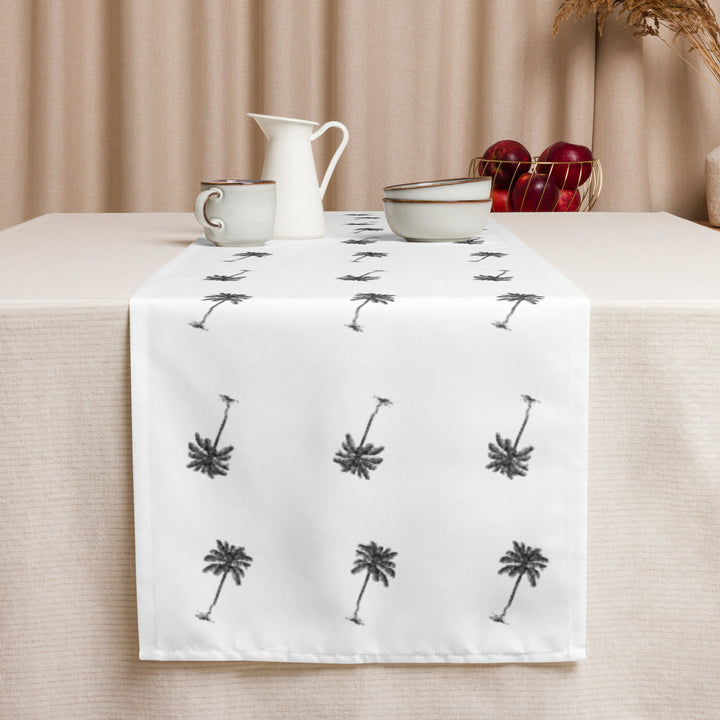Coco Palm Pattern Table Runner - White-2