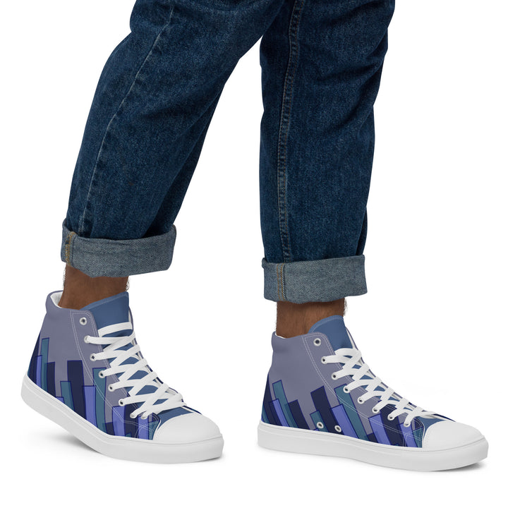 Vizzi - Men's High Top Canvas Shoes - 05 Light Blue-12