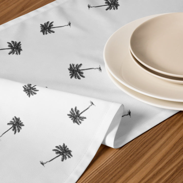 Coco Palm Pattern Table Runner - White-1