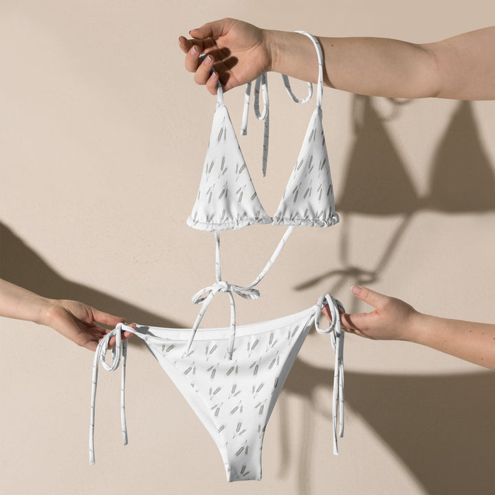 Grano Pattern Print String Bikini - White Ergot