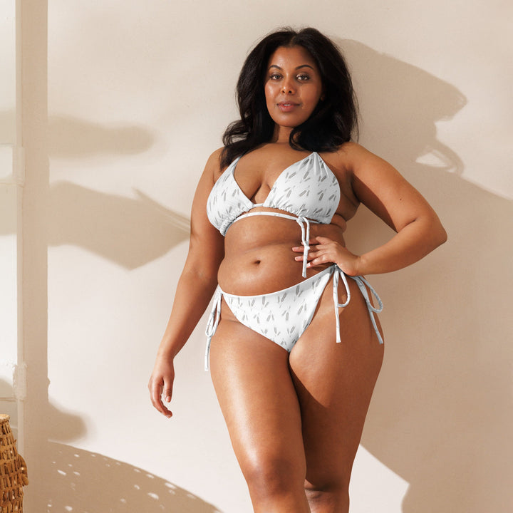 Grano Pattern Print String Bikini - White Ergot