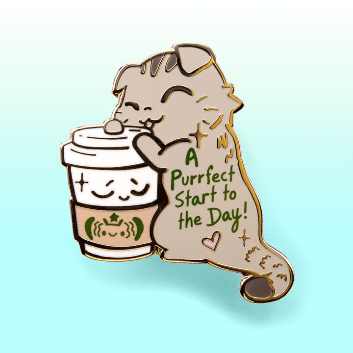 A Purrfect Start To The Day S*Bucks Version (Scottish Fold Cat) Enamel Pin-0