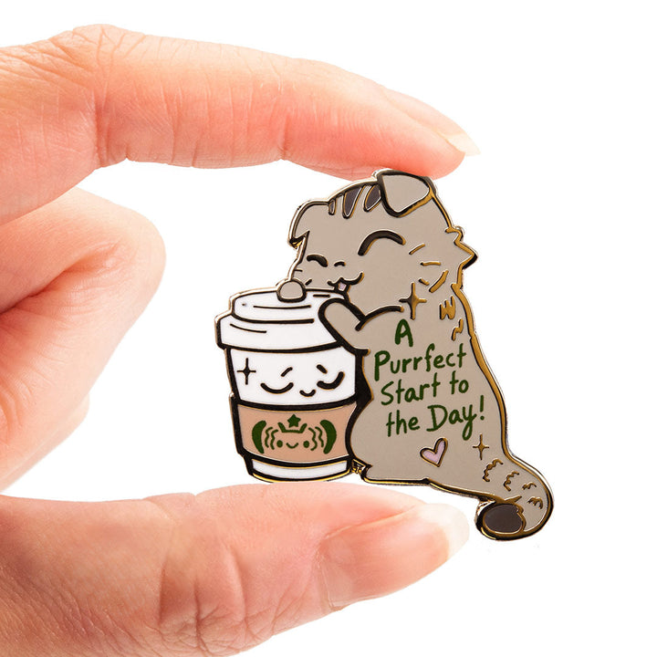 A Purrfect Start To The Day S*Bucks Version (Scottish Fold Cat) Enamel Pin-3