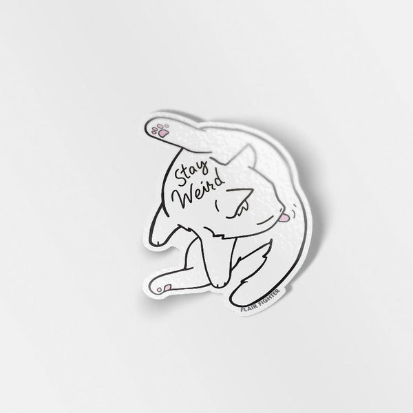Stay Weird (White Burmilla Cat) Vinyl Sticker-0