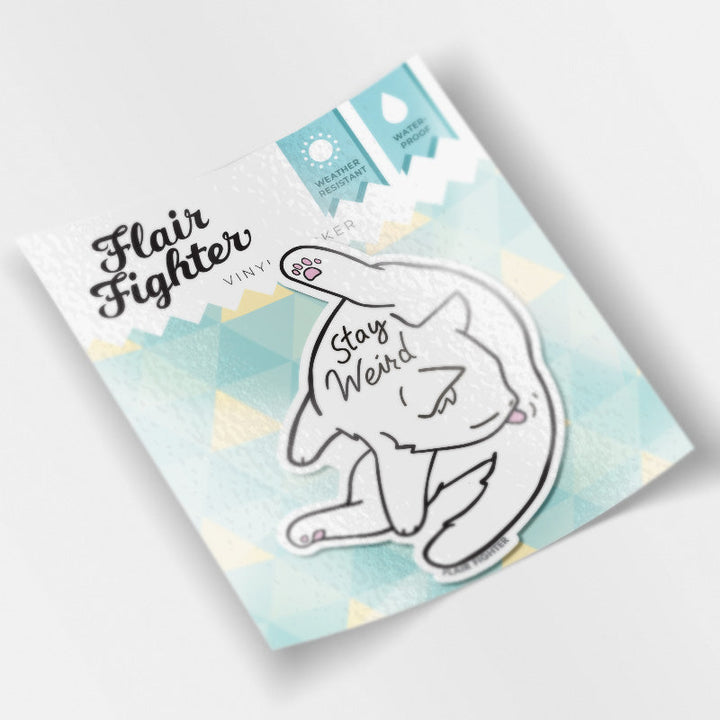 Stay Weird (White Burmilla Cat) Vinyl Sticker-3