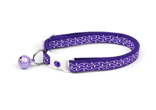 White Squiggles on Purple Cat Collar Pugs2Persians