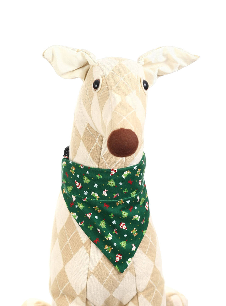 Christmas Icons on Green Pet Scarf Pugs2Persians