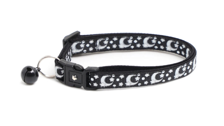 Silver Moons and Stars on Black Cat Collar Pugs2Persians