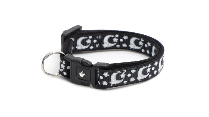 Silver Moons and Stars on Black Cat Collar Pugs2Persians