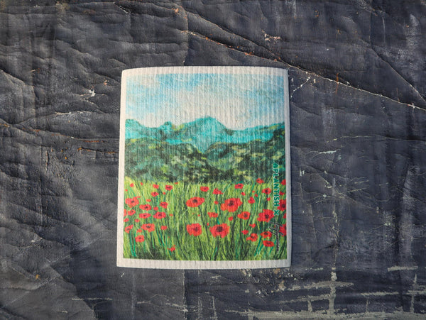 Poppy Flower - Swedish Sponge Cloth-0
