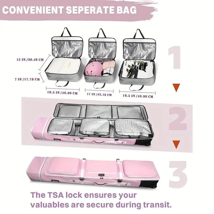 Snowboard Bag with Wheels and TSA Lock-3