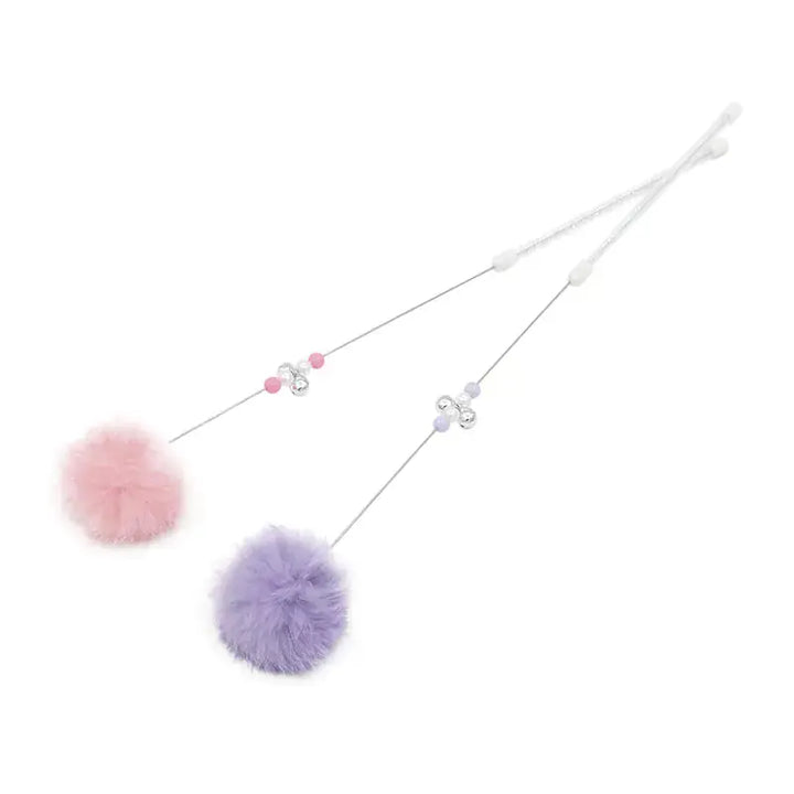 Colorful Pom Pom Cat Teaser Wand with Bell Toy My Store