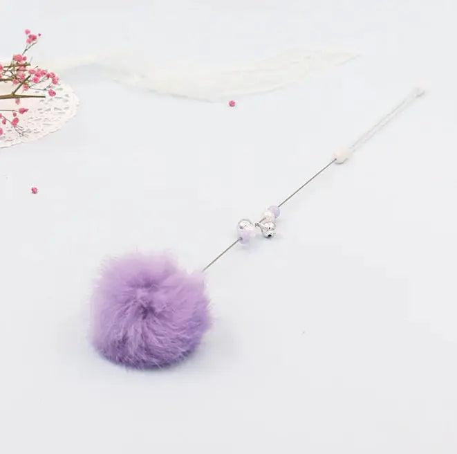 Colorful Pom Pom Cat Teaser Wand with Bell Toy My Store