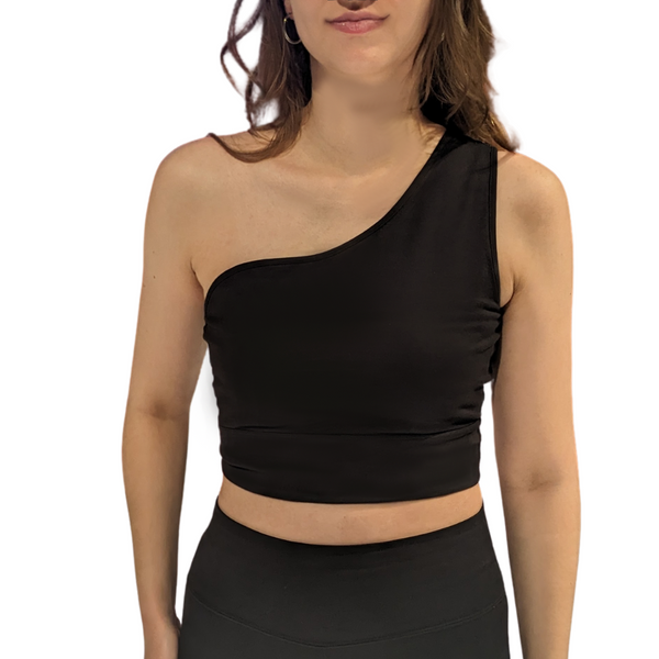 Black Asymmetrical Top Bra Crop 2" Jacarandá