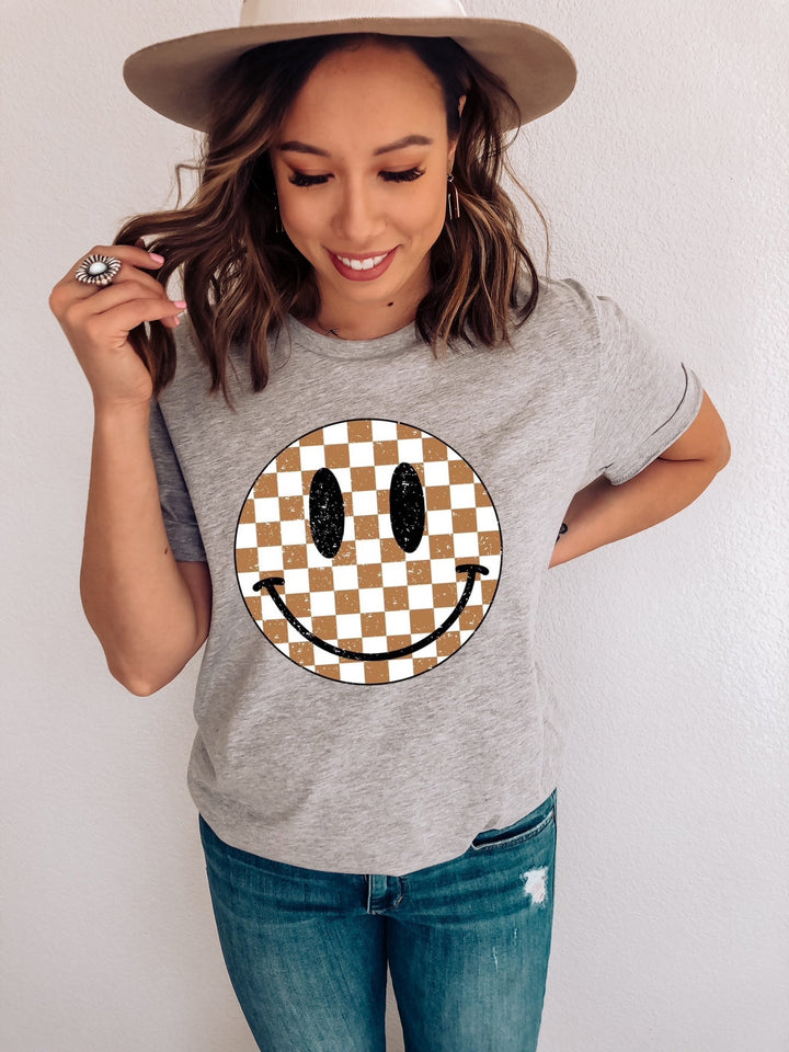 Brown Checkered Smiley Face-2