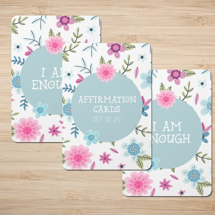 Pink Flowers Affirmation Cards - Set of 20-1