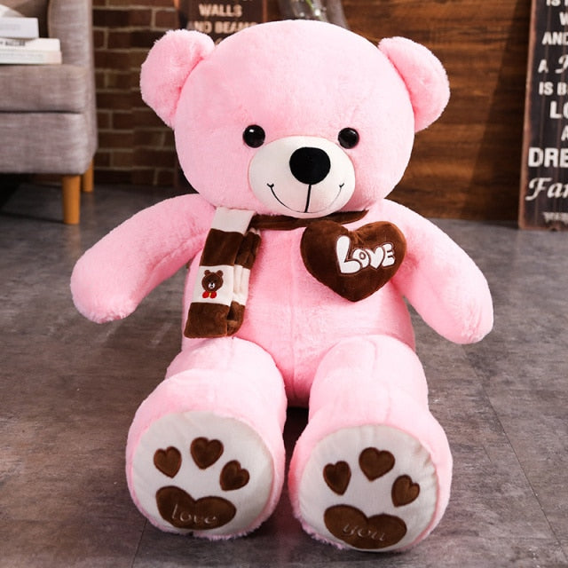 High Quality 100CM 4 Colors Teddy Bear With Scarf Stuffed Animals Bear Plush Toys Teddy Bear Doll Lovers Birthday Baby Gift-8