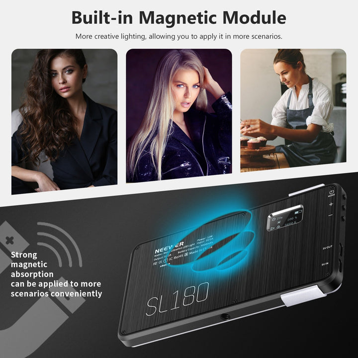 SL180 On-Camera Video Light,Pocket-Size SMD LED/Bi-Color/Dimmable Brightness/CRI95+/Built-in 4000mAh Battery/OLED Display-1