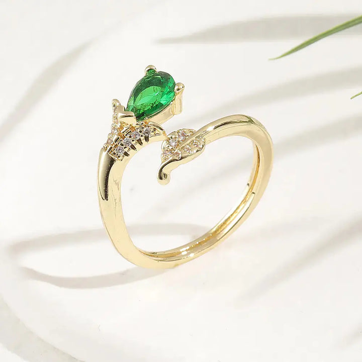 Copper Plated Gold Inlaid Zircon Fashion Ring My Store