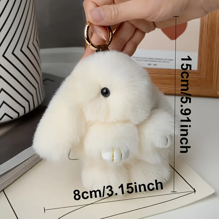 Adorable Plush Bunny Keychain Pendant-1