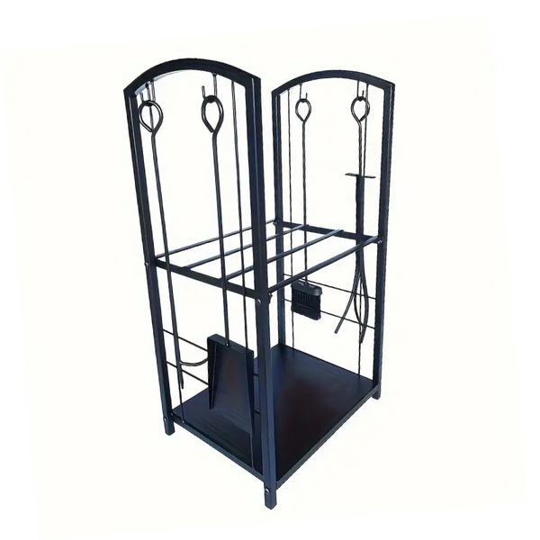 Metal Firewood Rack with 4-Tool Set-0