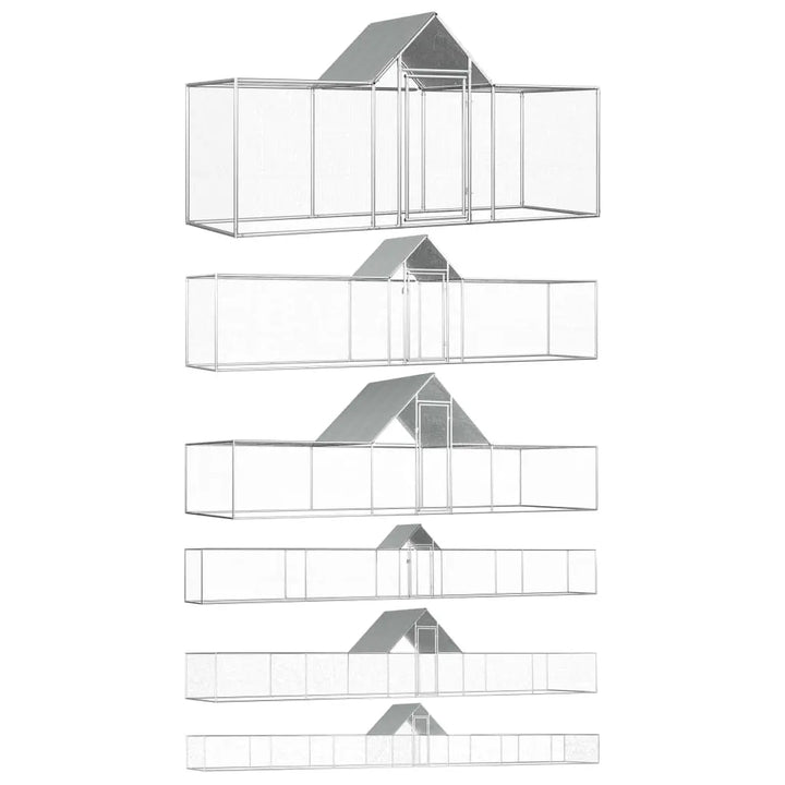vidaXL Chicken Cage Walk-in Chicken Coop Pen Poultry Cage Galvanized Steel VidaXL