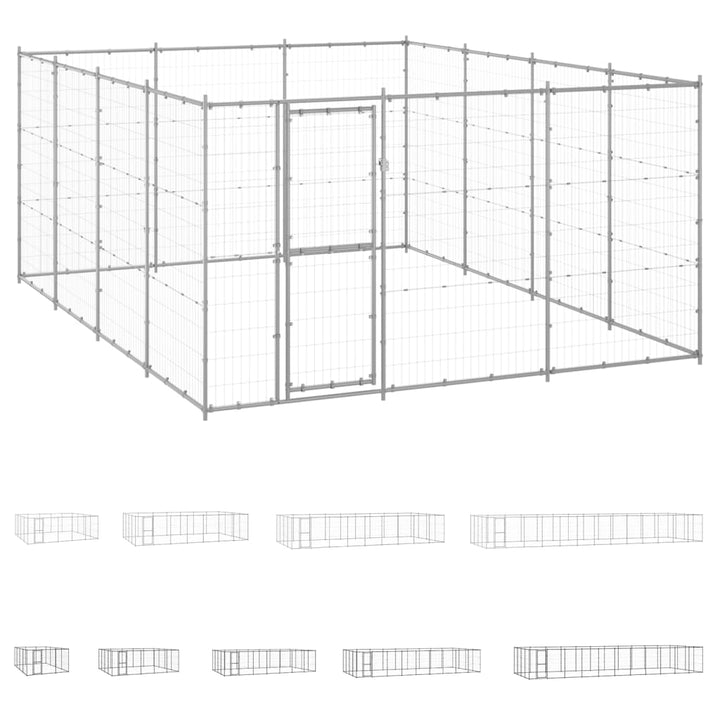 vidaXL Outdoor Dog Kennel Dog Pen Pet Crate Kennel Cage Fence for Yard Steel VidaXL
