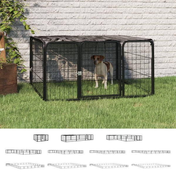 vidaXL Dog Playpen Kennel Dog Cage Puppy Pet Exercise Wire Fence Steel Black VidaXL