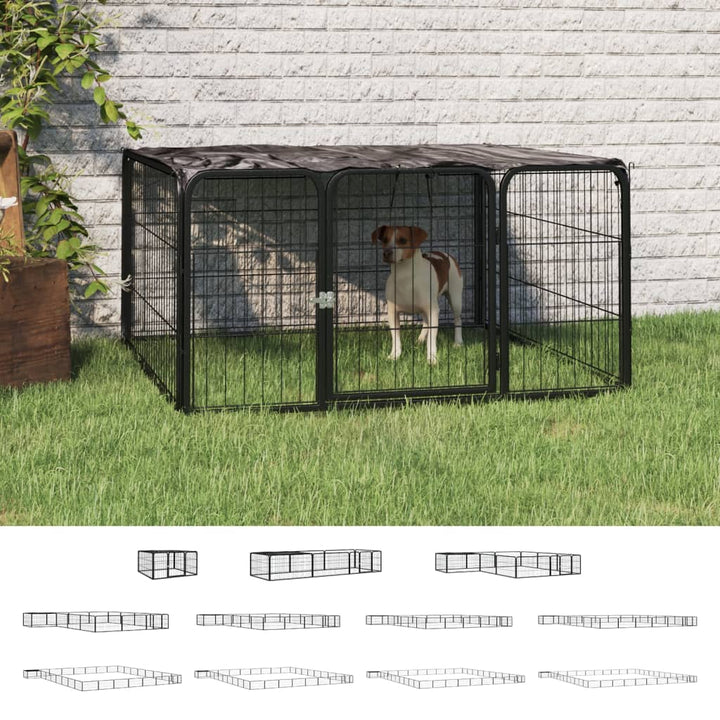 vidaXL Dog Playpen Kennel Dog Cage Puppy Pet Exercise Wire Fence Steel Black VidaXL