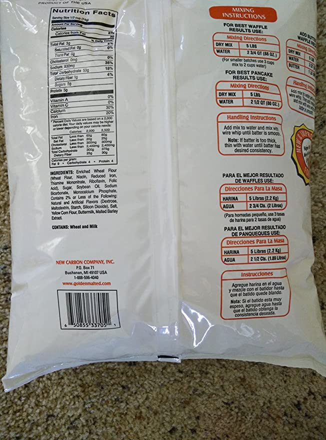 Carbon's Original Waffle and Pancake Mix - Golden Malted Brand - Case (8 x 3.75 lbs) - Canada-2