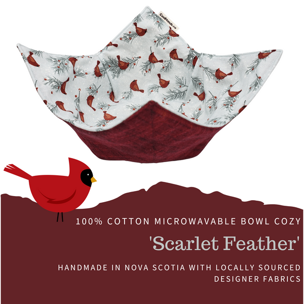 100% Cotton Microwavable Bowl Cozy - Scarlet Feather-0