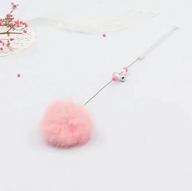 Colorful Pom Pom Cat Teaser Wand with Bell Toy My Store