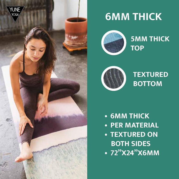 Yoga Mat | 6mm Lightweight | Striped| Non-Slip | Eco Friendly | Yune Yoga | Tofino-4